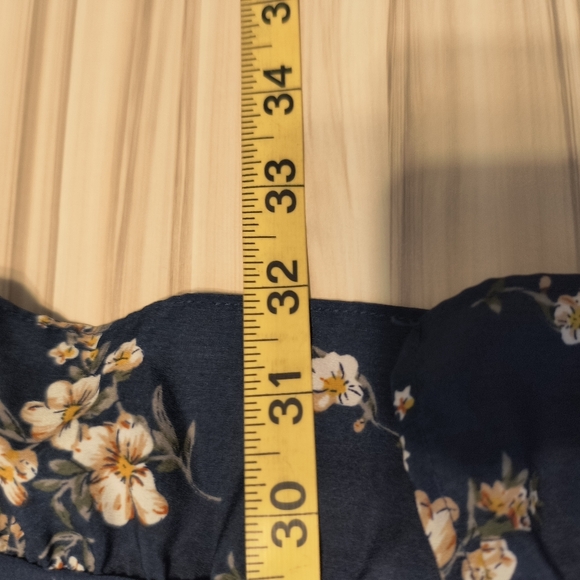 Womens Navy Blue Floral Cottagecore Boho Flouncy Ruffled Sleeves Kimono S/M - Picture 9 of 9